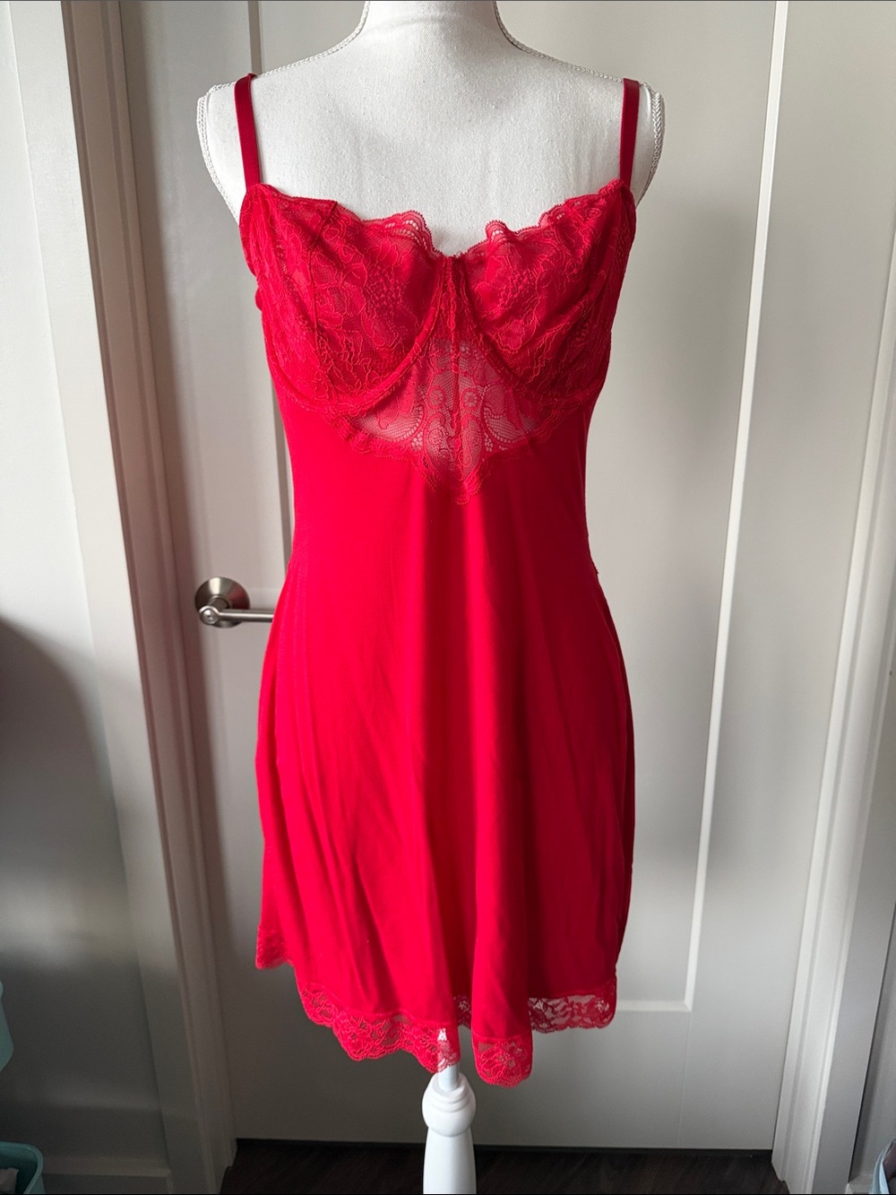 Like NEW Victoria’s Secret Red Lace Teddy Slip Low Back